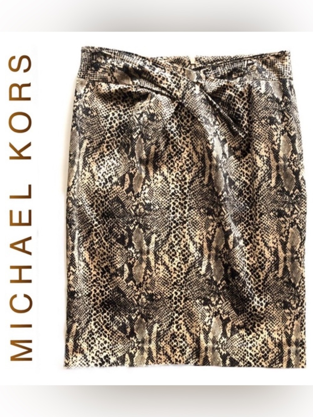 Michael Michael Kors NWOT Brown and Black Snake-Print Pencil Skirt